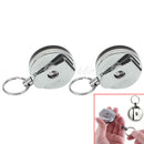 2x 4cm Retractable Metal ID Card Badge Holder Belt Clip Pull Recoil Key Chain