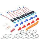 10 Pack 12V Medium Size Car Add-a-circuit Fuse Adapter with 15A Fuses+Clip