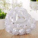 Lovely Heart-Shaped Ring Pillow Rose Flowers Rhinestone Pearls Ring Bearer  K6P7