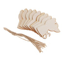 50x Natural Wooden Animal Tree Decoration Unpainted Bauble Memorial Decors
