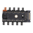 Suit for 12V 4Pin Fan Aluminum 1 to 10 Channel Hub SATA Interface Power Splitter