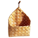 wicker brown wood wall hanging pocket basket flat back door decor country decoME
