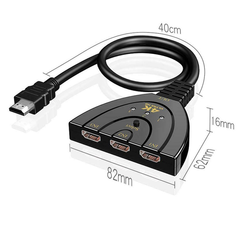 HW-4K301X 3 Port Mini HDMI Splitter 3 in 1 out 4K Adapter Switcher Cable