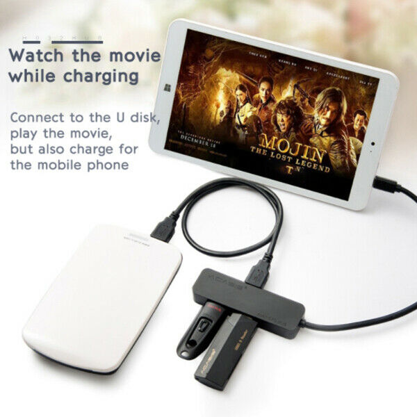 Acasis H032 4 Ports Otg Micro-Usb Hub Usb2.0 Adapter 1.5A Charging Cable Ch G6E3