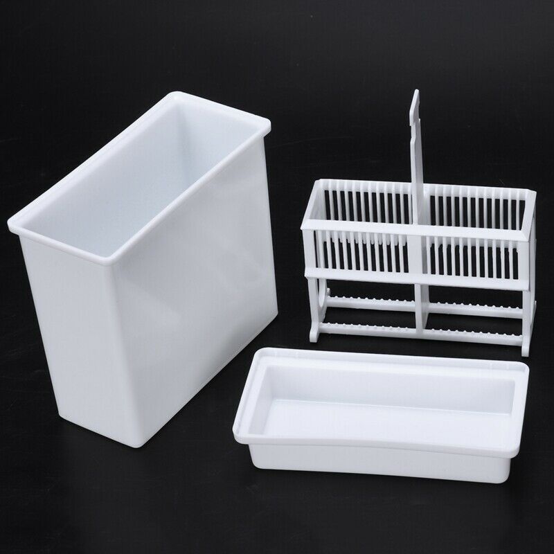2 in 1 White 24 Pieces Microscope Slides Staining Rack Dish Set H4Q1