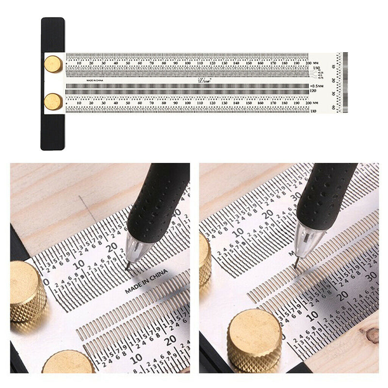 Stainless Woodworking Scribe Marking Gauge Ruler Carpenter DIY Tools 300mm/ 12''
