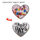 balloon love heart reversible change sequin sew on clothes patch diy t-shirt  TO