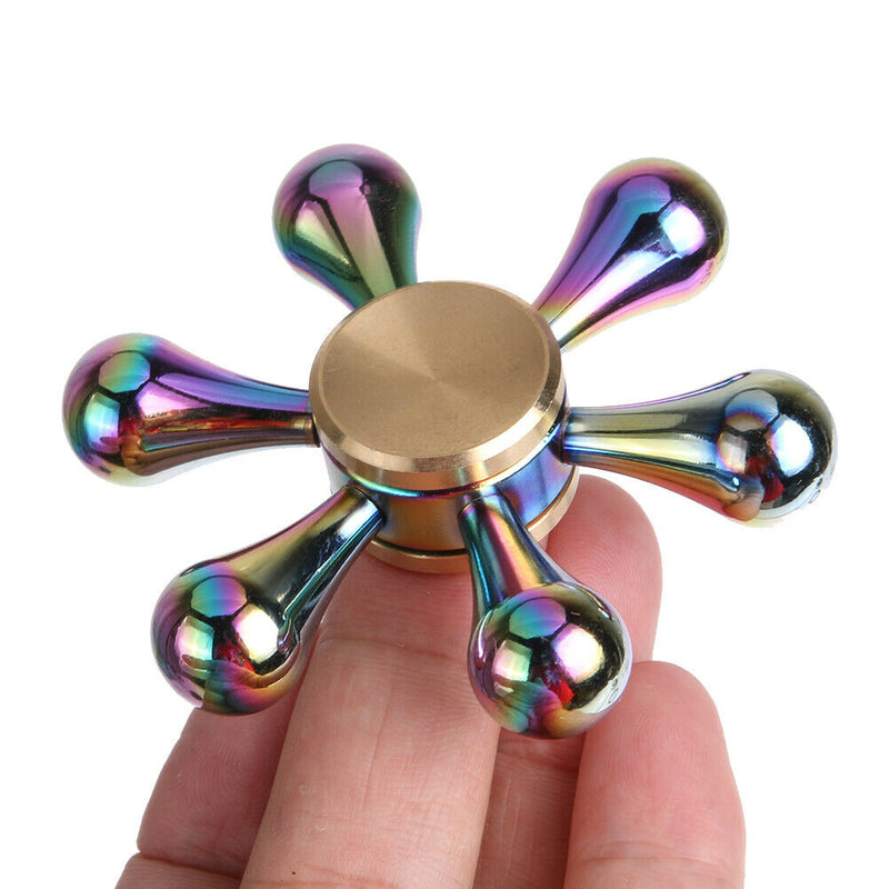 R188 +10 Steel Beads Dazzle Waterdrop fingertips Gyro Alloy Spinning Top