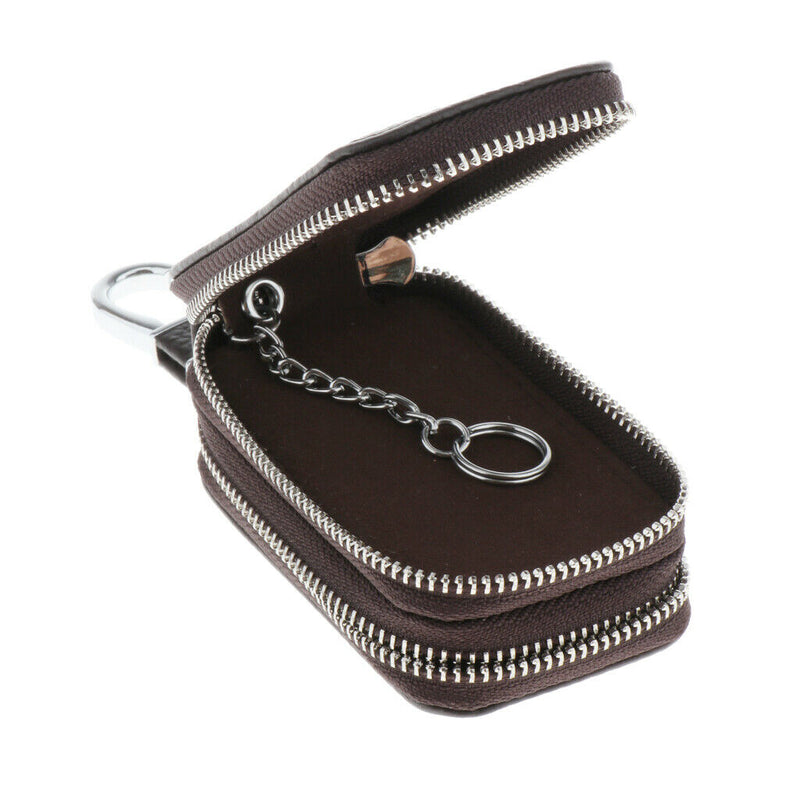Mens PU Leather Car Key Case Key Holder Key Organizer Wallet Dark Coffee