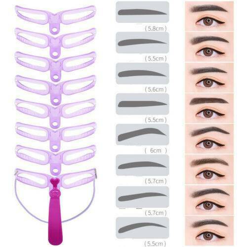 8Pairs DIY Eyebrow Shaper Makeup Template Eyebrow Grooming Shaping Stencil Kit