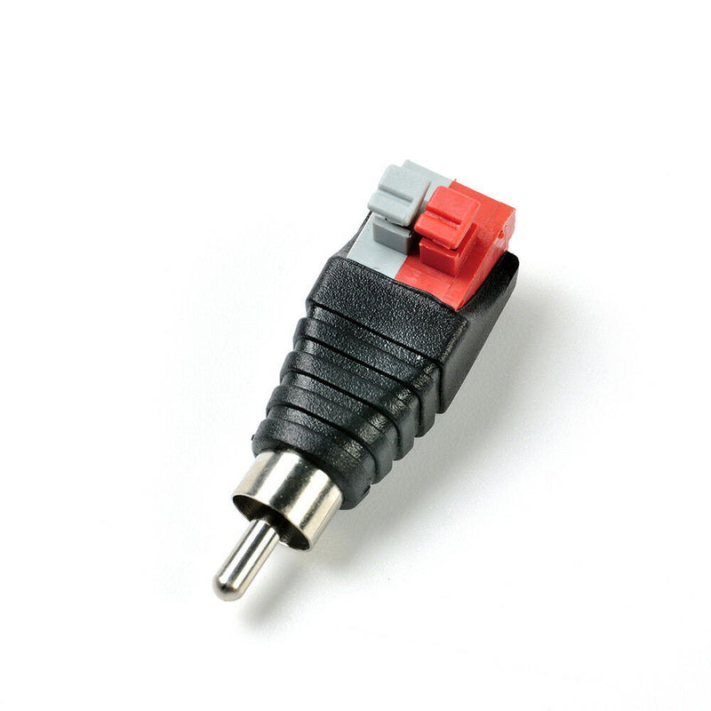 Speaker Wire A/V Cable to Audio Male RCA Converter Adapter Jack Press Plug