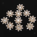 10pcs Crystal Pearls Flower Buttons Flatback Embellishment Craft Wedding DIY