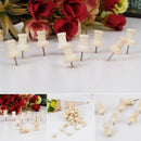 40 Pcs Creative Wooden Thumbtack Decorative Drawing Push Pins Wood Head Office