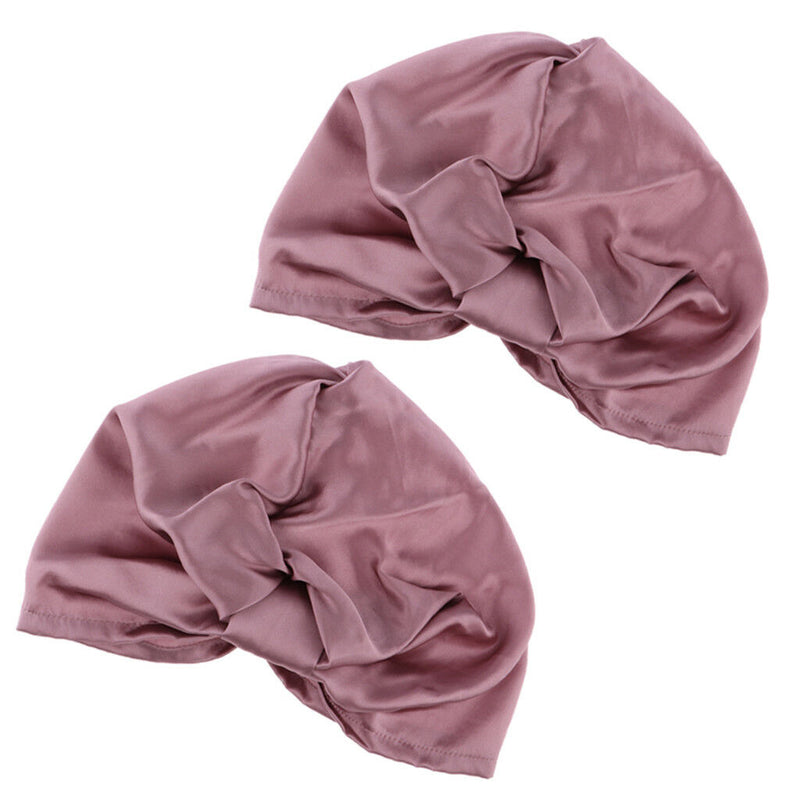 2pcs/set Women's Silk Sleeping Cap Night Sleep Hats Hair Care Scarves Bonnet