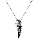 Men Choker Stainless Steel Black Crystal Wolf fang Pendant Necklace