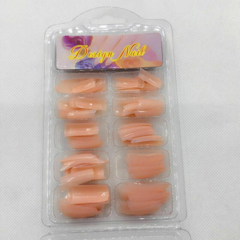 100X Nude pink Half Nail Tips South French Salon Acrylic Nail Art False Nai S2V7