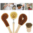 Plant Based Cleaning Brush Set 4 Piece, Beech Wood and Coconut Bristle Wood V2K2