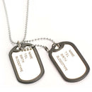 Dual Plates Pendant Necklace Man Sweater Chain Military Army Style Metallic A