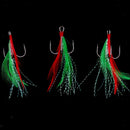 20pcs Feather Fishing Hooks Treble Barbed Squid Fly Tying Lures Baits SZ005