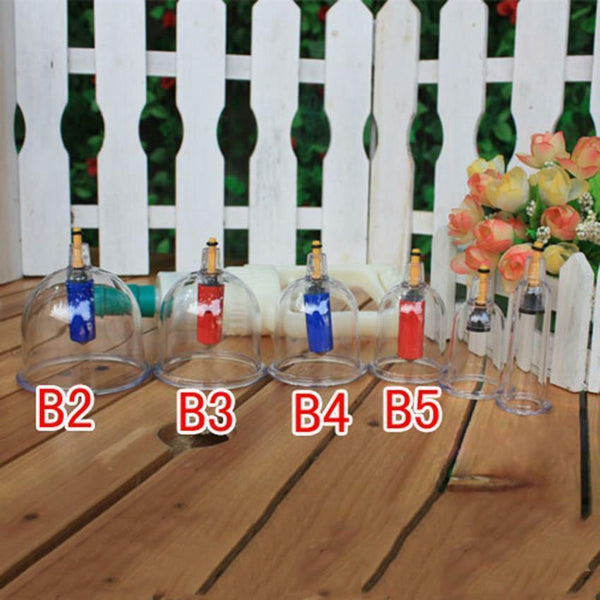 Chinese Medical 6 Pcs Massager Cupping Jar for Vacuum Apparatus with gas gun x1