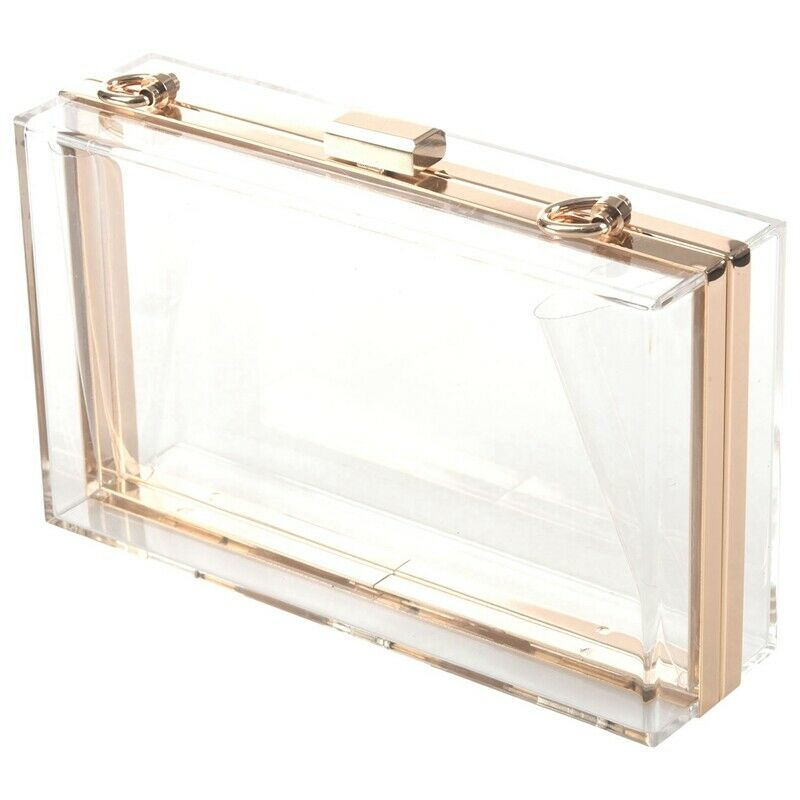 Women Cute Clear Acrylic Box Clutch Crossbody Purse Evening Bag E7E1