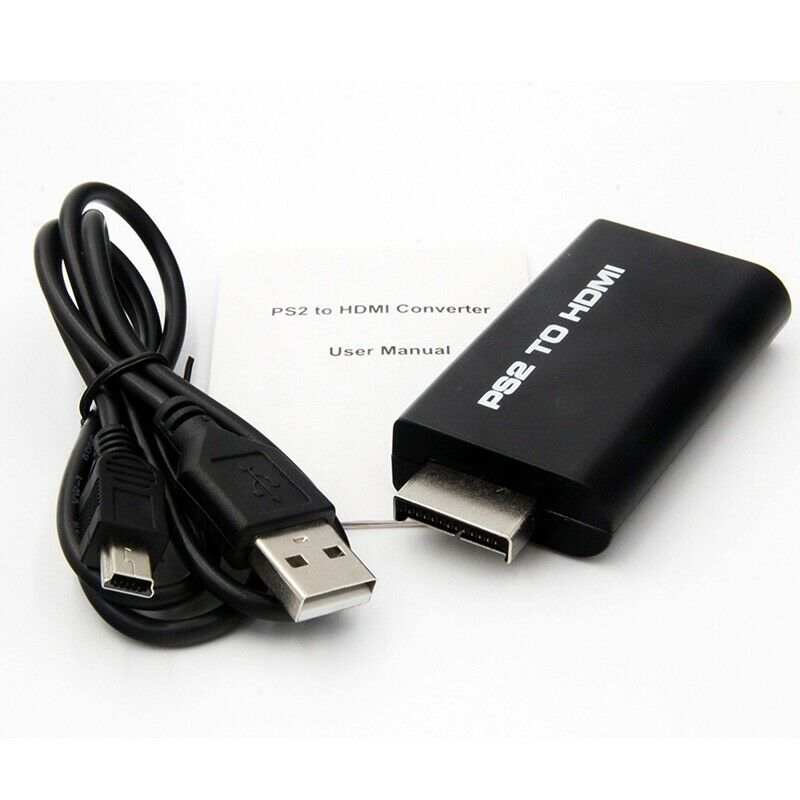 PS2 to HDMI Video Converter AV Adapter w/ 3.5mm Audio Output for HDTV Monit F9J6
