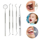 5pcs Stainless Steel Dental Hygiene Kit Tooth Scraper Probe Tweezers Tool