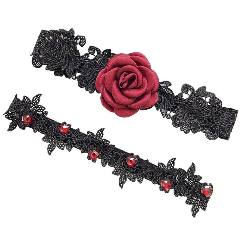 2pcs Wedding Garters Red Rose Lace Floral Sexy Garters Bride Bridal Leg Gart Kw