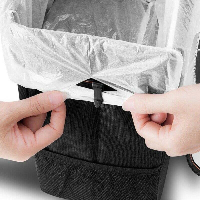 Car Trash Can With Lid,Car Trash Bag Hanging For Headrest With 3 Storage Po Q8G9