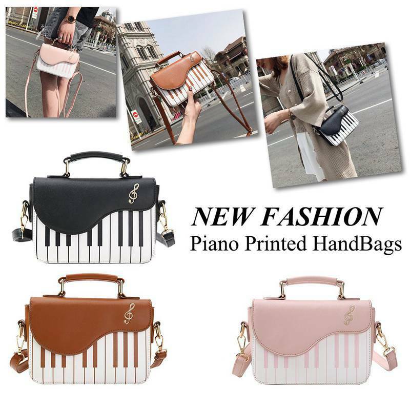 Pink new fashion hit color piano printing handbag sweet wind fresh shoulder D3Q6