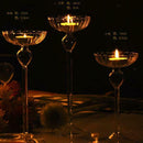 Clear Glass Candle Holder Candlestick Tealight Wedding Party Dinner Decor L