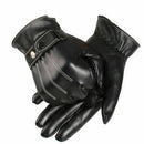 Men Black Winter Leather Motorcycle Driving Full Finger Ski Warm Gloves MittL4G9