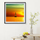 5D DIY Diamond Painting Full Drill Sea Sunset Ship Embroidery Cross Stitch