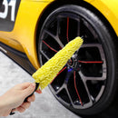 Truck Auto Yellow Sponge Car Wheel Brush Tire Rim Cleaner Black Plastic Handle