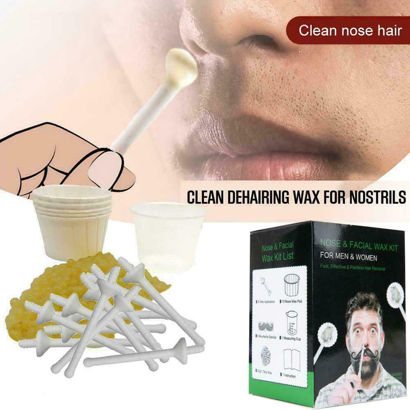 50g Nose Ear Hair Removal Wax Kit Sticks Easy Mens + 8pcs Funny Beard stickers