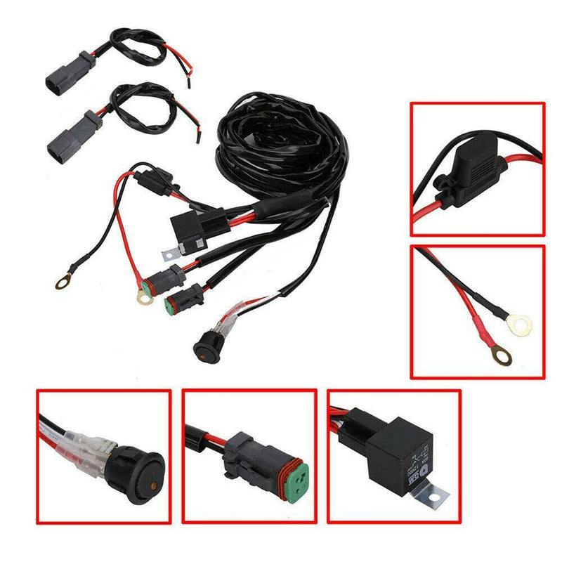 12V 40A Car Relay Wiring Harness Waterproof Switch Kit for LED Work Fog Spot