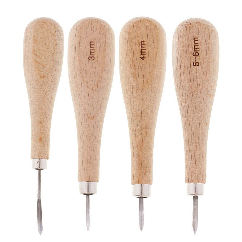 1 Set 3/4/5mm Steel Awl and Round Trimming polished Tool for Leather Crafts