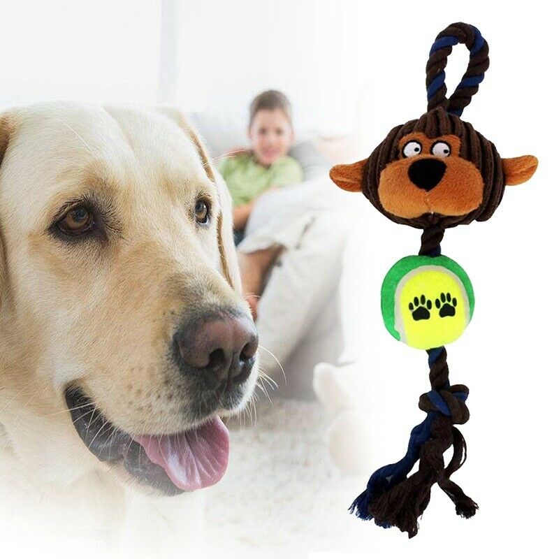 Cotton Ropes Tennis Ball Plush Dog Toys Pet Playing Monkey Interactive Chew