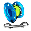 Lightweight Aluminum Alloy Scuba Diving Finger Spool Reel 50m Line Bolt Snap