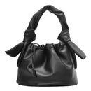 Casual Drawstring Bucket Bag Women PU Crossbody Shoulder Handbags (Black) A