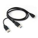 Dual USB 3.0 A to 1x USB 3.0 Micro-B Device Y Cable Move Hard Disk Cable  5Gbps