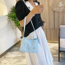 Women Simple Underarm Handbag Daisy Flower Portable Shoulder Bags (Blue)