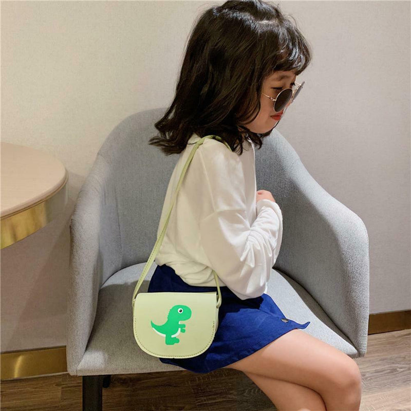 Kids Shoulder Bag Cartoon Cute Purse Leather Mini Messenger Handbag (Green)