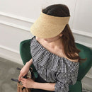 Ladies Anti-Uv Roll Up Sun Visor Hat Women Straw Raffia Sun Visor Caps