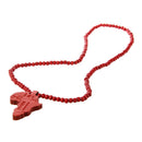 Africa-Map-Shaped Pendant Wooden Beads Chain Necklace--Red S9W8