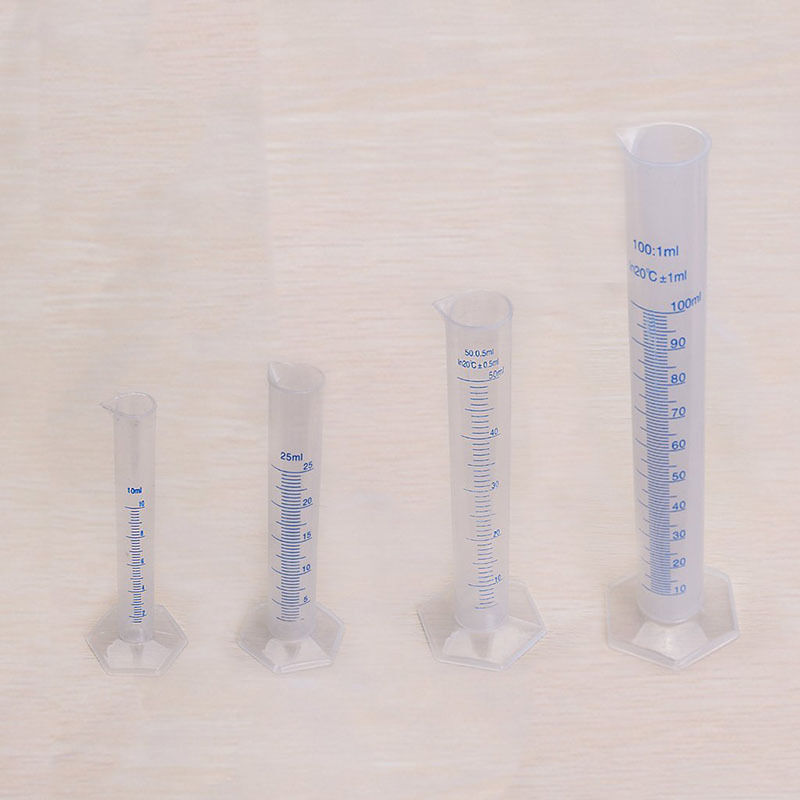 4pcs Set Plastic Graduated Laboratory Measuring Cylinder 10mL,25mL,50mL,1 D D4A2