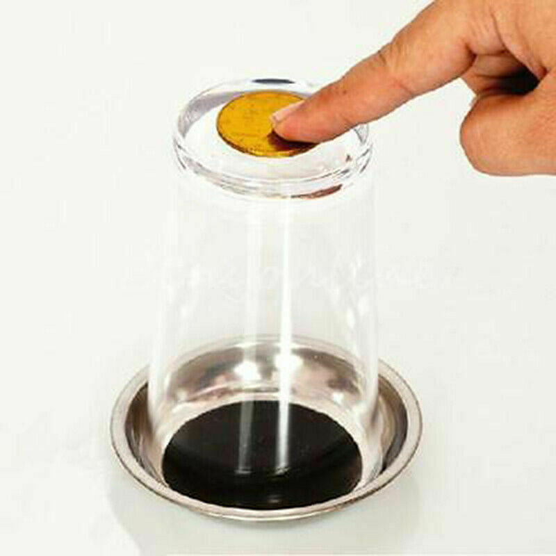 Coin Thru Into Glass Cup Tray Close Up Easy Amazing Gimmick Magic Trick Props