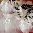 Wedding Party Toasting Wine Glasses Decor Bride & Groom Tux Bridal Veil