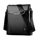 Solid Color Shoulder Bags Business PU Leather Men Messenger Bags (Black)