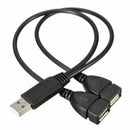 1x USB 2.0 A Male To 2 Dual Female Jack Y Splitter Power Hub Adapter Cable C3X1